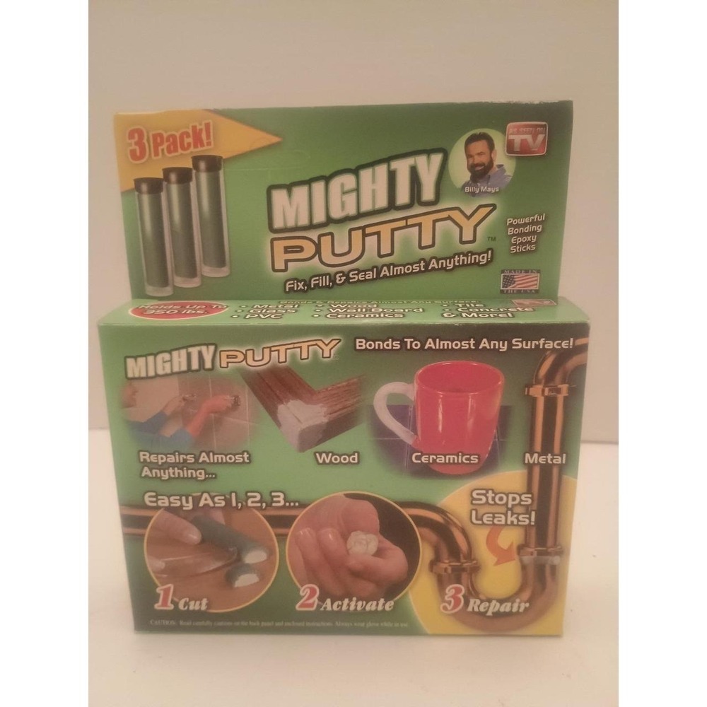 3 Stick Box Mighty Putty Epoxy Repair Permanent Adhesive